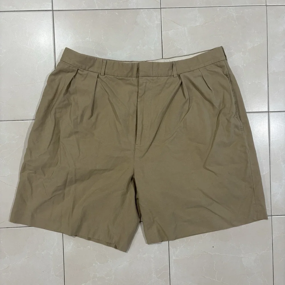 Vintage Polo Ralph Lauren Pleated Shorts Silk Blend Khaki Men's 38 Preppy Tyler